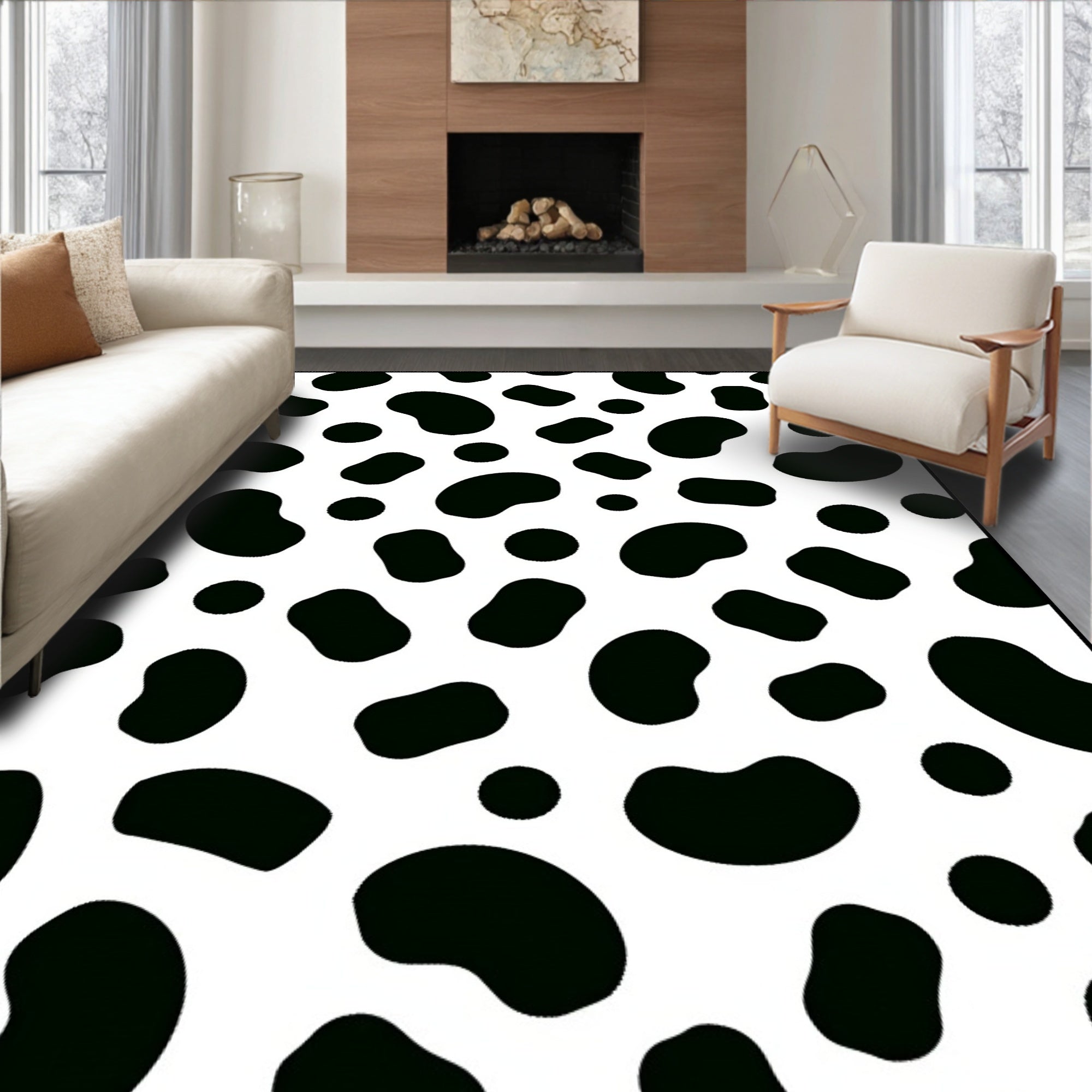 Black Spot Pattern Design Rug