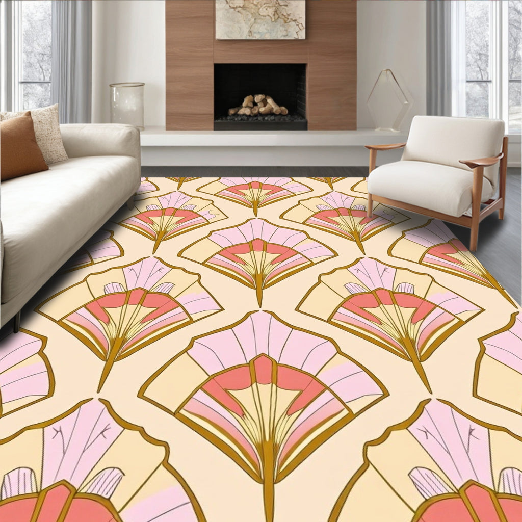 Art Deco Fan Pattern Pastel Rug