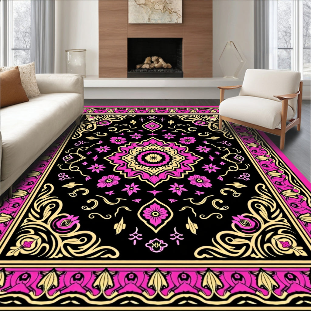 Ornate Floral Mandala Pattern Rug
