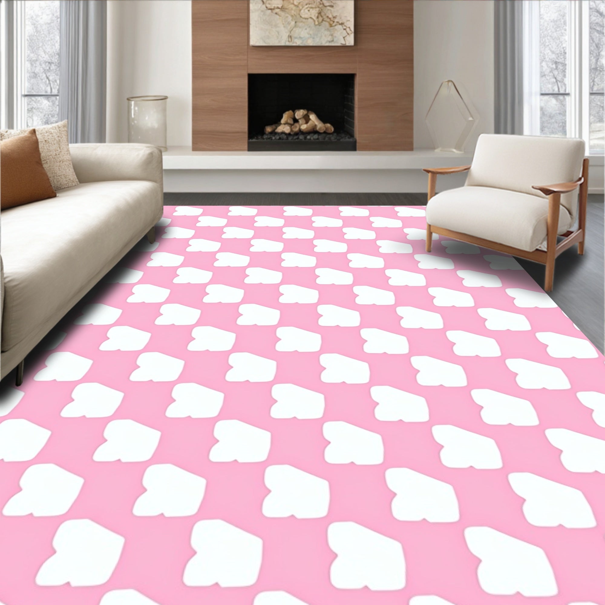 Modern Pink Cloud Pattern Rug