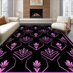 Modern Pink Geometric Floral Design Rug