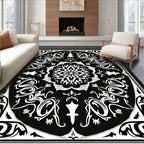 Monochromatic Ornate Mandala Design Rug