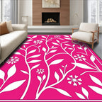 Vibrant Pink Floral Vine Pattern Rug