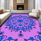 Bold Indigo Floral Mandala Design Rug