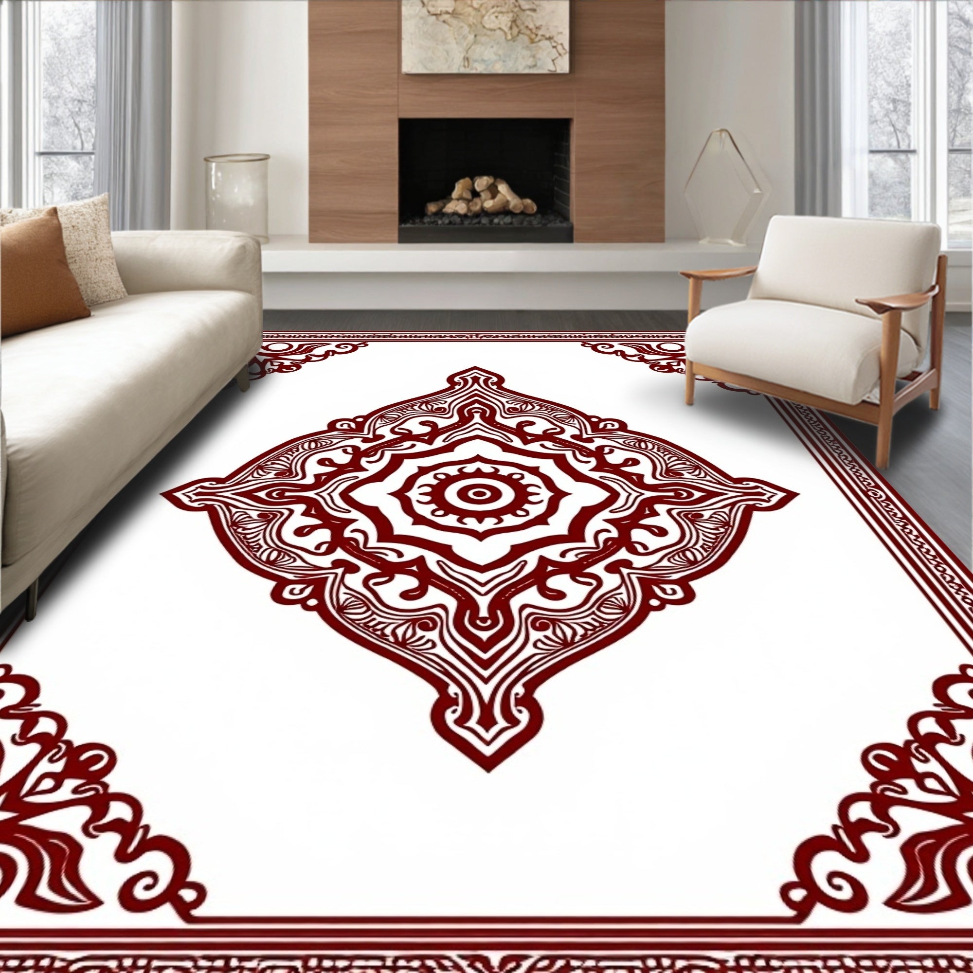 Elaborate Floral Medallion Design Rug