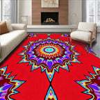 Vibrant Sunburst Mandala Pattern Rug