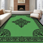 Rich Emerald Green Floral Scroll Rug