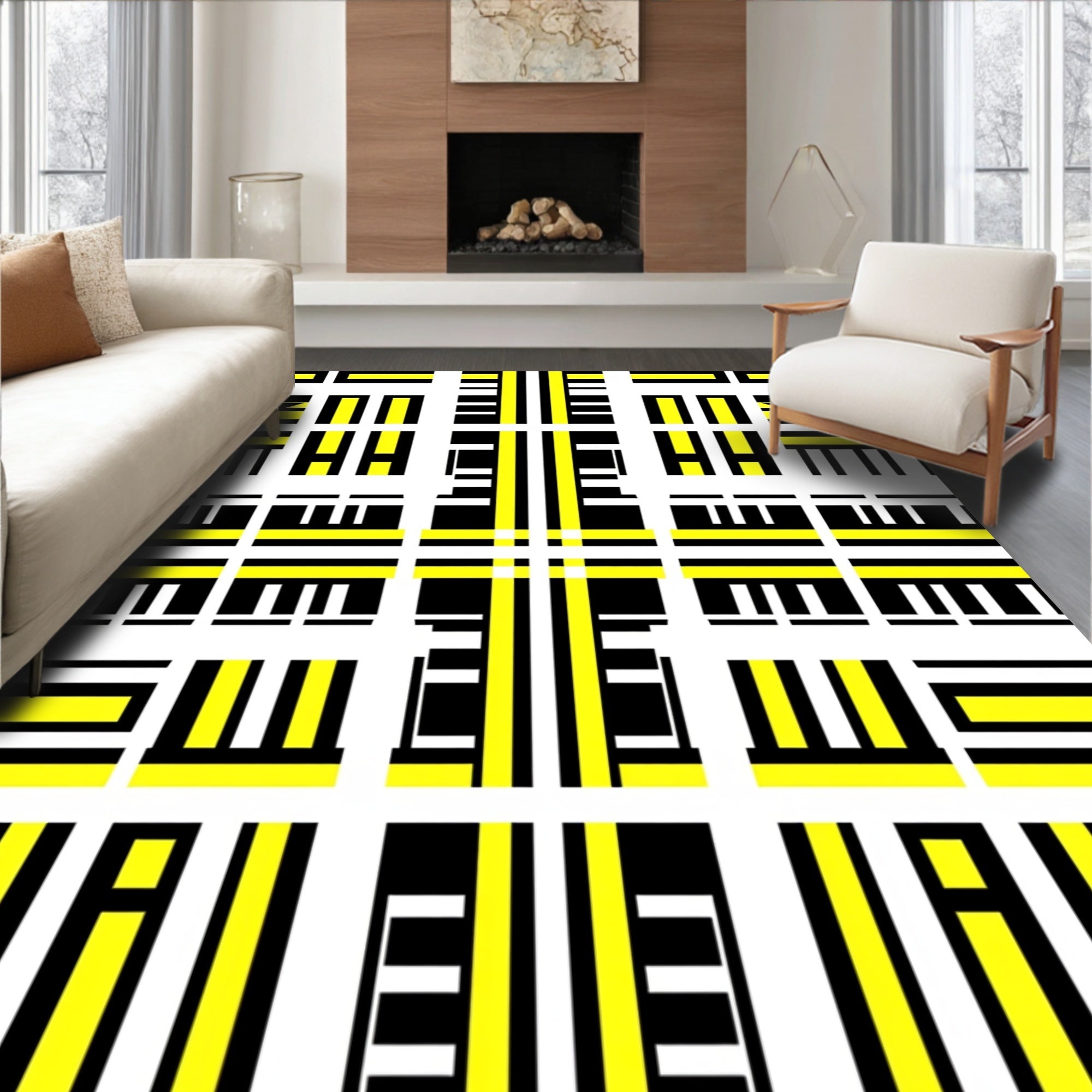 Bold Geometric Stripes Pattern Rug