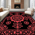Intricate Red Floral Mandala Design Rug