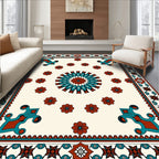 Centered Mandala Floral Bordered Design Rug