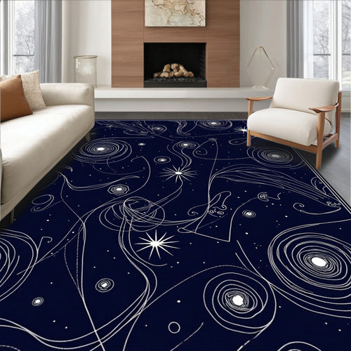 Abstract Swirls and Starry Night Pattern Rug