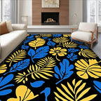 Bold Tropical Leaf Flower Pattern Rug