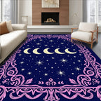 Celestial Moon Phases Star Pattern Rug