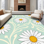 Delicate White Daisy Floral Pattern Rug