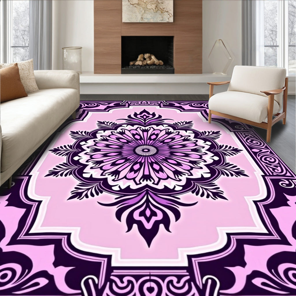 Ornamental Mandala Flower Pattern Rug