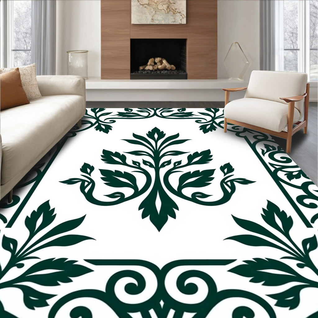 Ornate Vine Scrollwork Pattern Rug