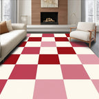 Checkerboard Red Pink White Pattern Rug