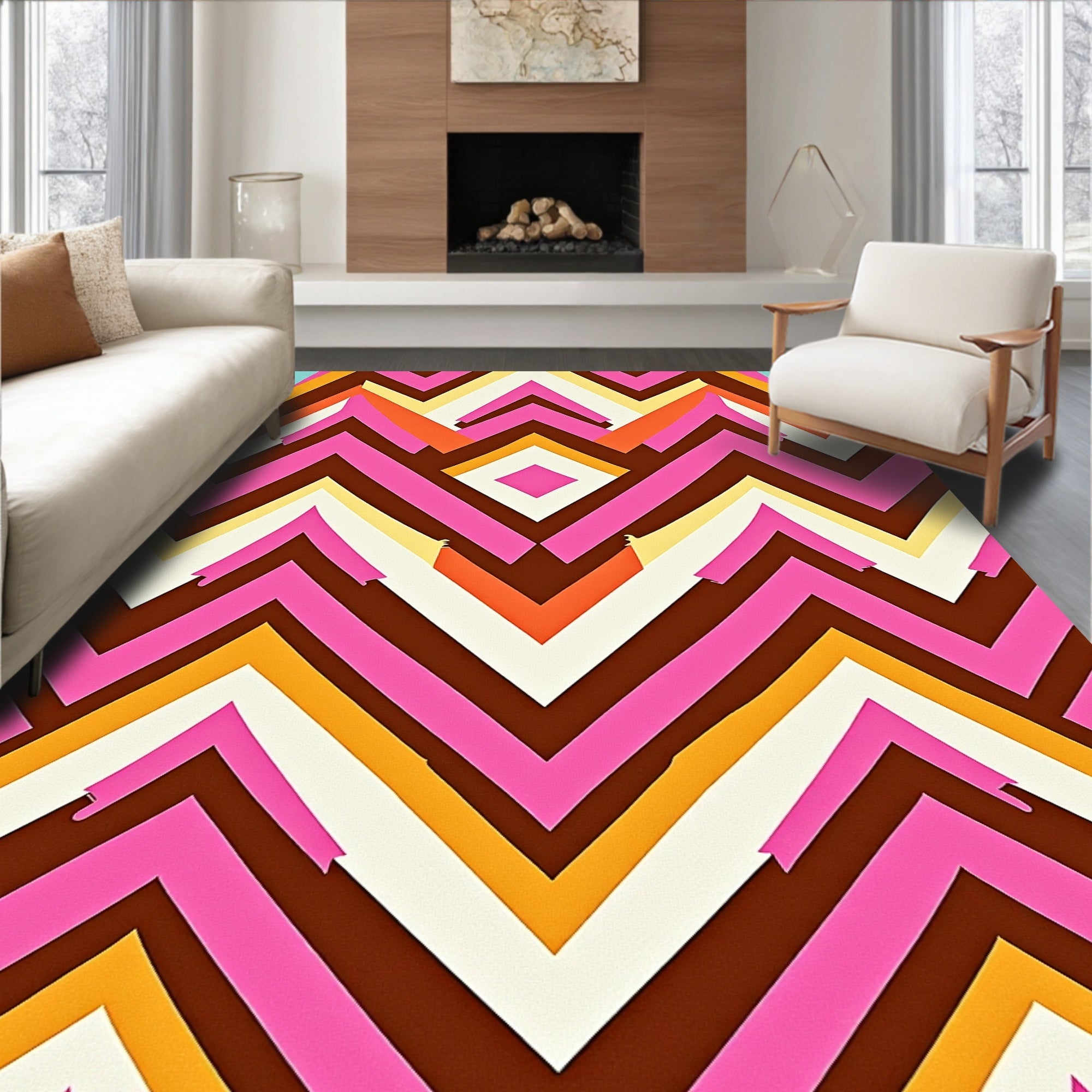 Bold Colorful Chevron ZigZag Pattern Rug
