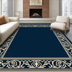Elegant Cream Floral Vine Border Design Rug