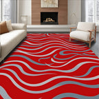 Red Blue Wave Pattern Rug