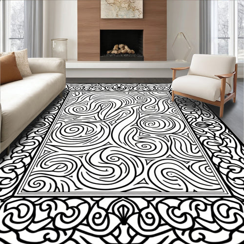 Bold Abstract Swirls Frame Design Rug
