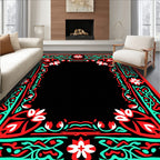 Bold Ornate Floral Border Design Rug