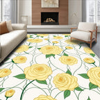 Golden Rose Vine Pattern Rug