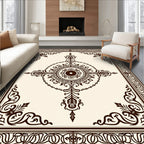 Dark Brown Ornate Scrollwork Design Rug