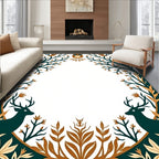 Woodland Nature Scene With Deer Owls Rug
