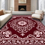 Elegant Floral Swirl Border Design Rug