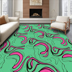 Abstract Swirls Pink Green Pattern Rug