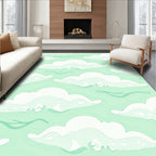 Whimsical Cloud Pattern in Mint Green Rug