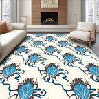 Blue Floral Swirl Pattern Rug