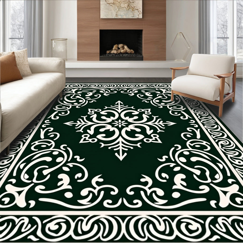 Ornate Floral Scrollwork Pattern Rug