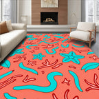 Coral Sea Life Doodle Pattern Rug