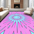 Geometric Pink Blue Starburst Pattern Rug