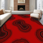Concentric Organic Shapes Red Rug