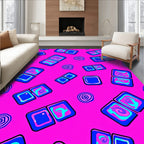 Bold Blue Swirl Squares Pattern Rug