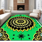 Vibrant Yellow And Black Mandala Design Rug