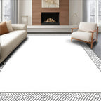 Black White Interlocking Geometric Pattern Rug