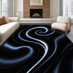 Deep Blue Swirls Abstract Pattern Rug