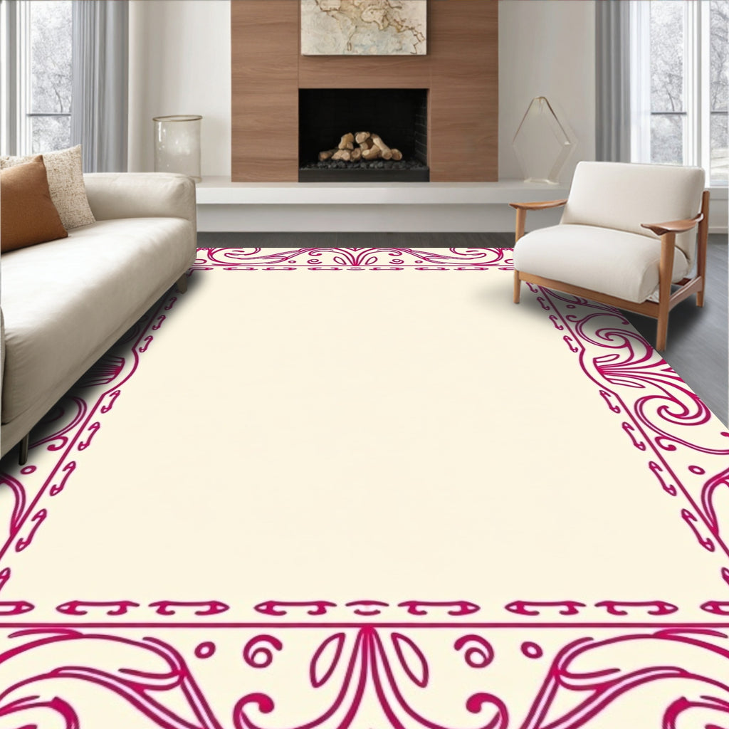 Ornate Flourish Pink Pattern Rug