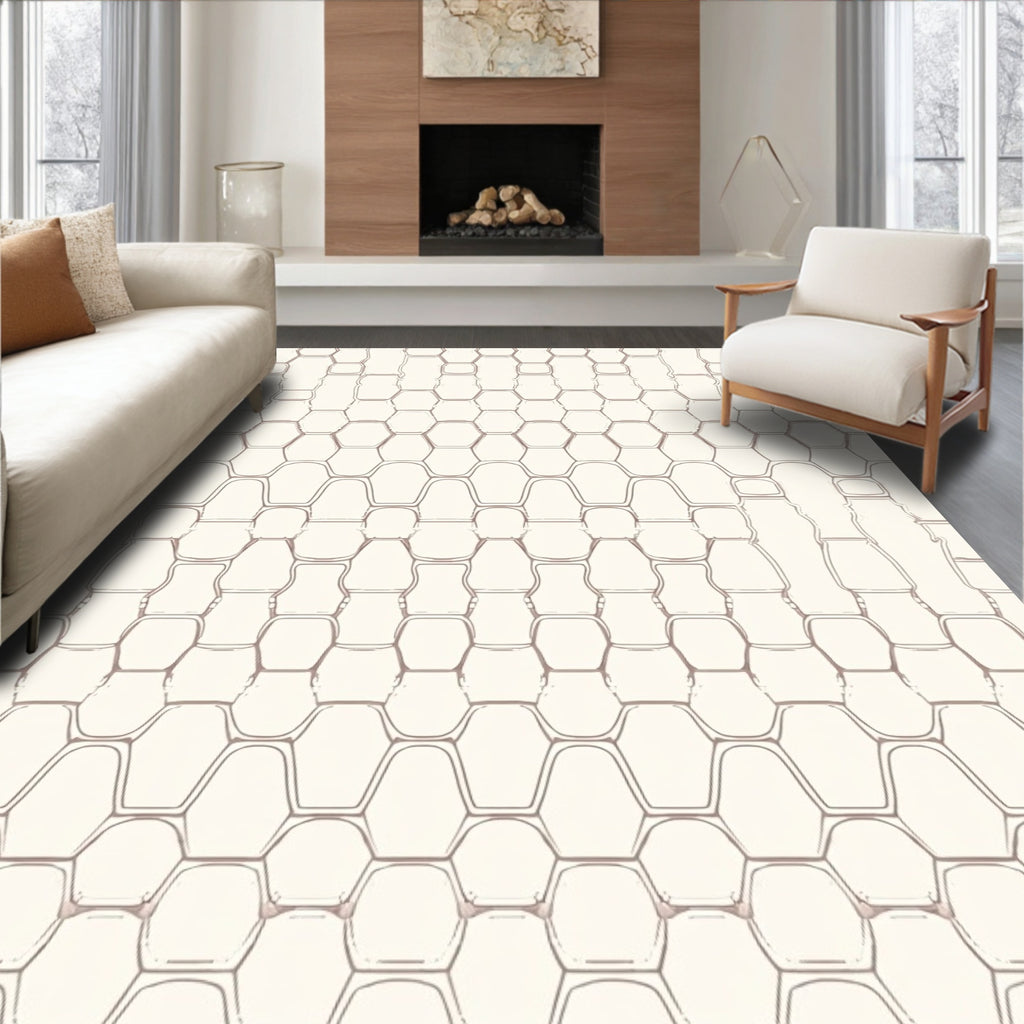 Subtle Geometric Honeycomb Pattern Design Rug