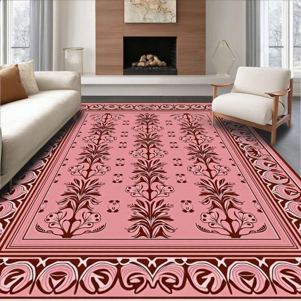 Retro Floral Scroll Pattern Rug