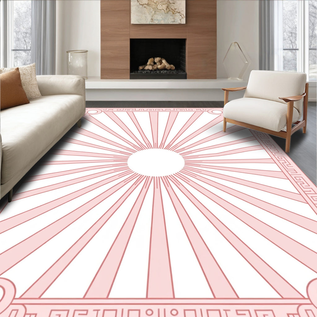 Art Deco Sunburst Geometric Frame Rug