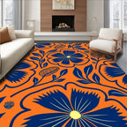 Bold Blue Floral Pattern Rug