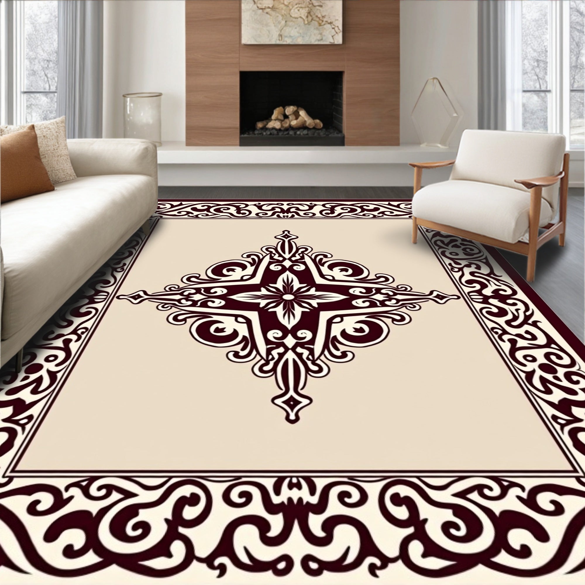 Ornate Regal Scrollwork Medallion Rug