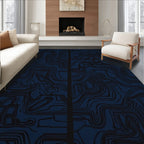 Navy Abstract Line Art Rug