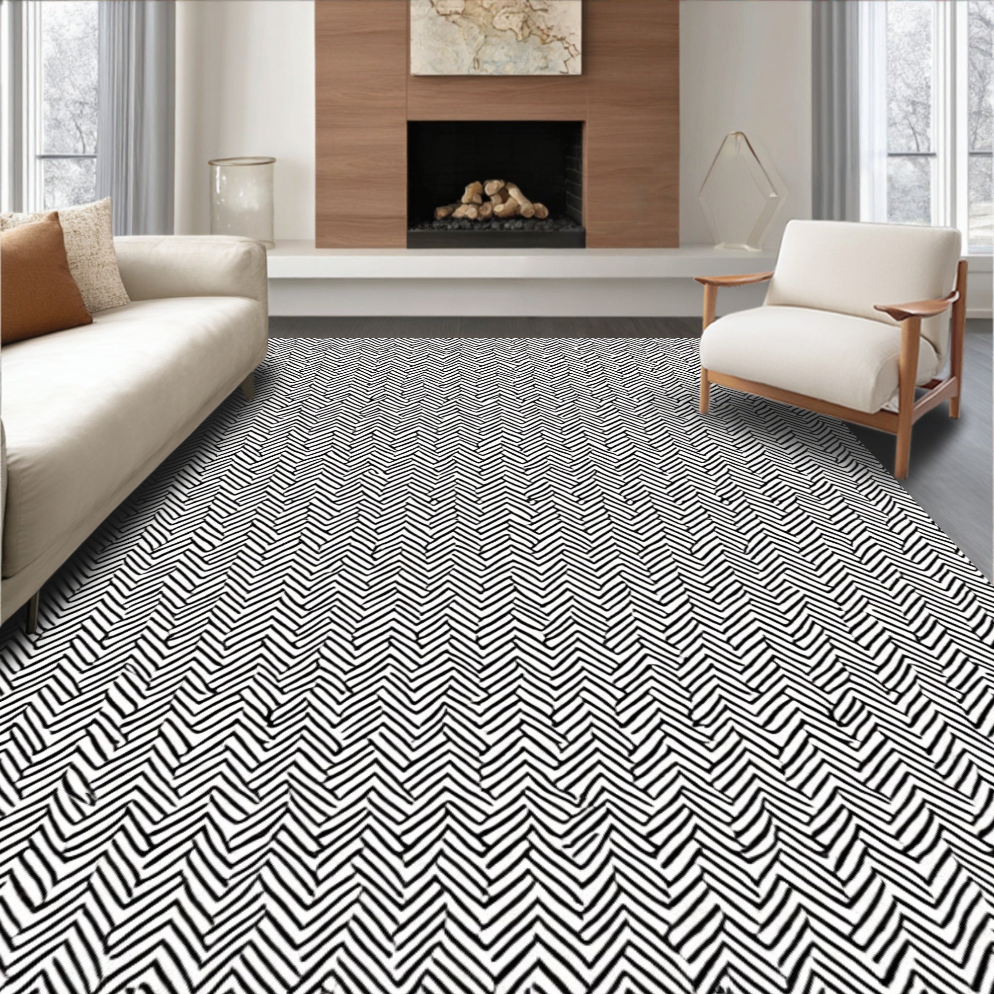 Abstract Zigzag Pattern Rug