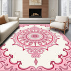 Ornate Floral Mandala Pink Pattern Rug
